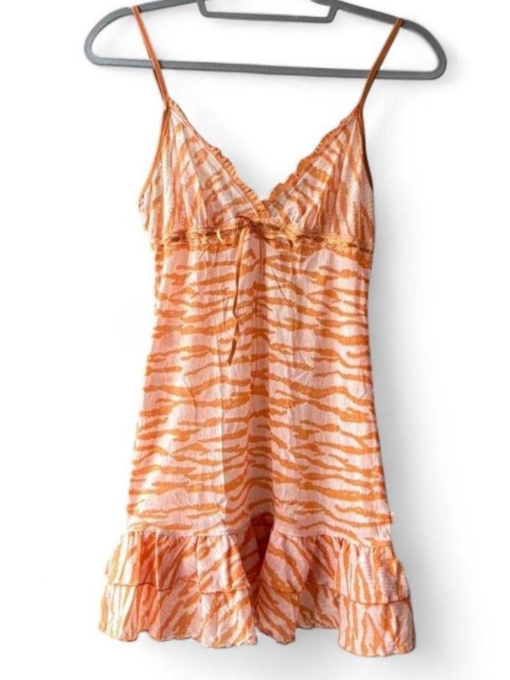 Jasmine & Ginger Orange & White Tiger Print Mesh Lingerie Mini Dress Size S